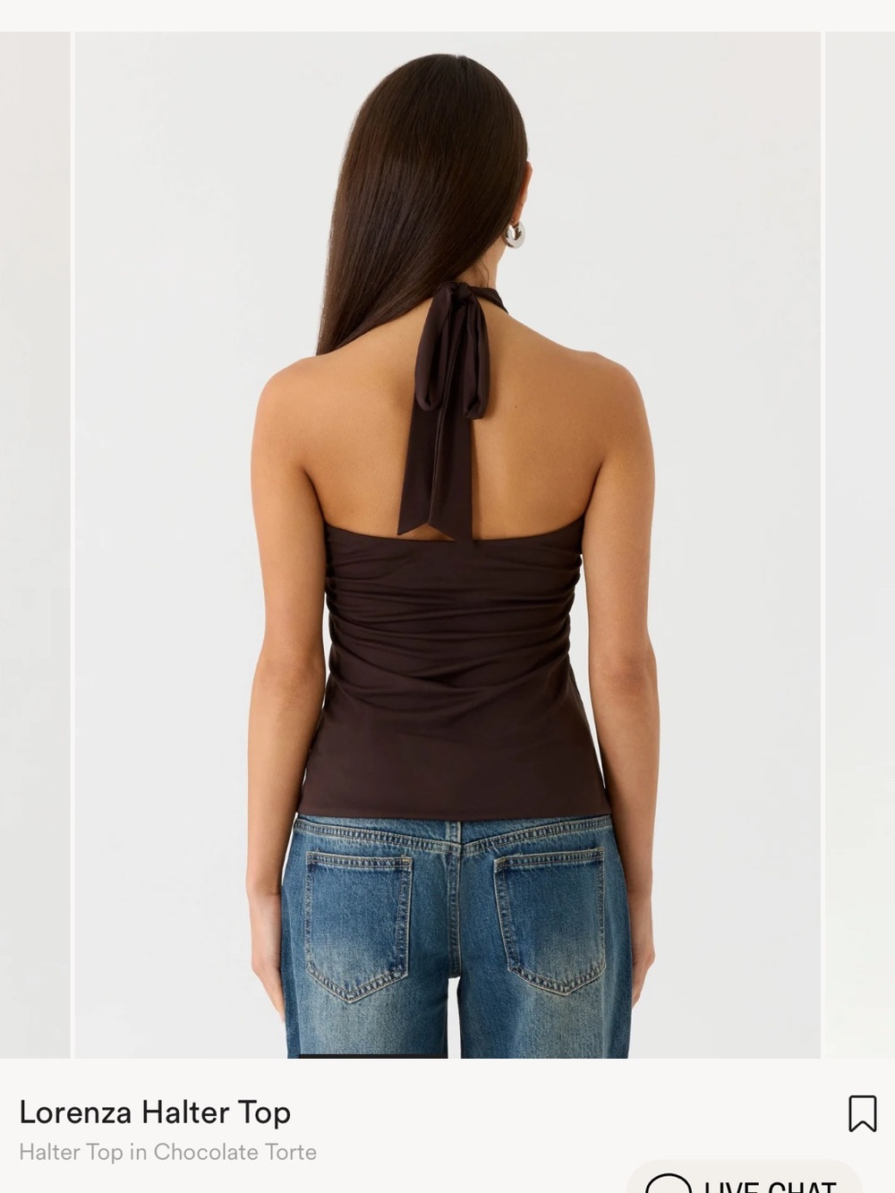 Peppermayo Lorenza Halter Top - Chocolate Brown with Gold Ring - Picture 2 of 3